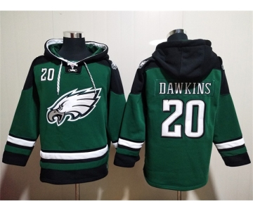 Men's Philadelphia Eagles #20 Brian Dawkins Green Lace-Up Pullover Hoodie