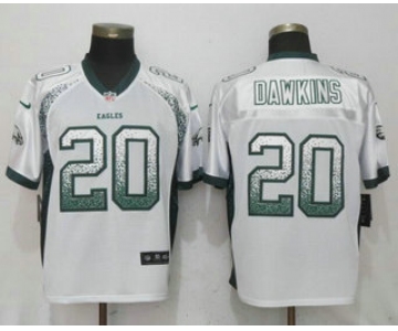 Men's Philadelphia Eagles #20 Brian Dawkins White Drift Stitched NFL Nike Fashion Jersey