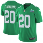 Men's Womens Youth Kids Philadelphia Eagles #20 Brian Dawkins Green Super Bowl LVII Patch Stitched Limited Rush Jersey