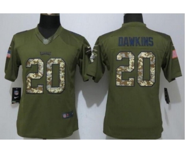 Women's Philadelphia Eagles #20 Brian Dawkins Green Salute to Service NFL Nike Limited Jersey