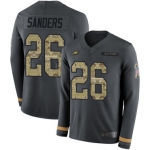 Eagles #26 Miles Sanders Anthracite Salute to Service Men's Stitched Football Limited Therma Long Sleeve Jersey