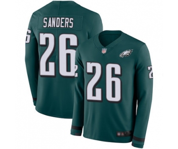 Eagles #26 Miles Sanders Midnight Green Team Color Men's Stitched Football Limited Therma Long Sleeve Jersey