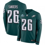 Men's Womens Youth Kids Philadelphia Eagles #26 Miles Sanders Green Team Color Super Bowl LVII Patch Stitched Limited Therma Long Sleeve Jersey
