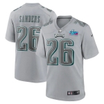 Men's Womens Youth Kids Philadelphia Eagles #26 Miles Sanders Nike Super Bowl LVII Patch Atmosphere Fashion Game Jersey - Gray