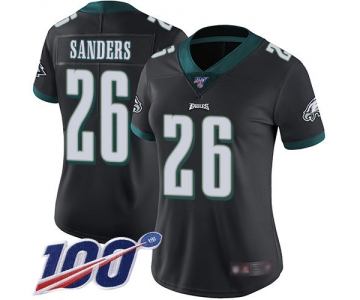 Nike Eagles #26 Miles Sanders Black Alternate Women's Stitched NFL 100th Season Vapor Limited Jersey