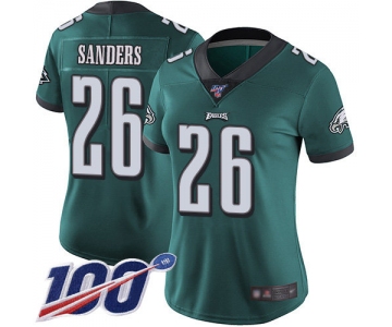 Nike Eagles #26 Miles Sanders Midnight Green Team Color Women's Stitched NFL 100th Season Vapor Limited Jersey