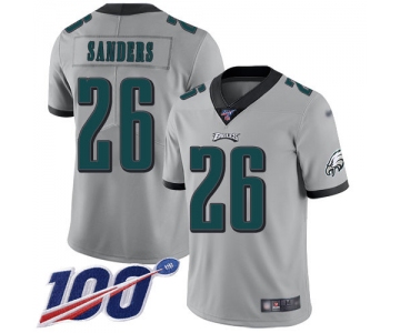 Nike Eagles #26 Miles Sanders Silver Men's Stitched NFL Limited Inverted Legend 100th Season Jersey