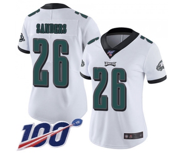 Nike Eagles #26 Miles Sanders White Women's Stitched NFL 100th Season Vapor Limited Jersey