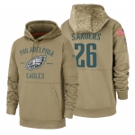 Philadelphia Eagles #26 Miles Sanders Nike Tan 2019 Salute To Service Name & Number Sideline Therma Pullover Hoodie