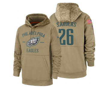 Philadelphia Eagles #26 Miles Sanders Nike Tan 2019 Salute To Service Name & Number Sideline Therma Pullover Hoodie