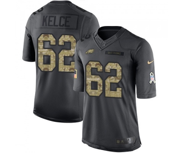 Men's Philadelphia Eagles #62 Jason Kelce Black Anthracite 2016 Salute To Service Stitched NFL Nike Limited Jersey