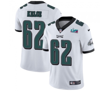 Men's Womens Youth Kids Philadelphia Eagles #62 Jason Kelce White Super Bowl LVII Patch Stitched Vapor Untouchable Limited Jersey