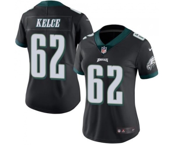 Nike Eagles #62 Jason Kelce Black Women's Stitched NFL Limited Rush Jersey