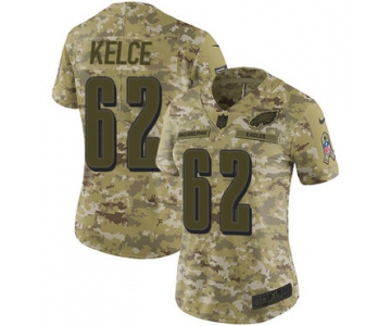 Nike Eagles #62 Jason Kelce Camo Women's Stitched NFL Limited 2018 Salute to Service Jersey