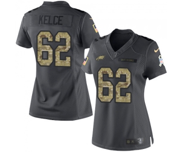 Women's Philadelphia Eagles #62 Jason Kelce Black Anthracite 2016 Salute To Service Stitched NFL Nike Limited Jersey