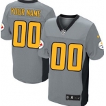 Men's Nike Pittsburgh Steelers Customized Gray Shadow Elite Jersey