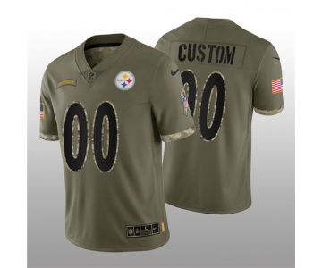 Men's Pittsburgh Steelers ACTIVE PLAYER Custom 2022 Olive Salute To Service Limited Stitched Jersey