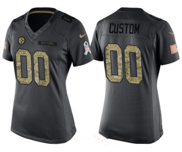 Women's Pittsburgh Steelers Custom Anthracite Camo 2016 Salute To Service Veterans Day NFL Nike Limited Jersey