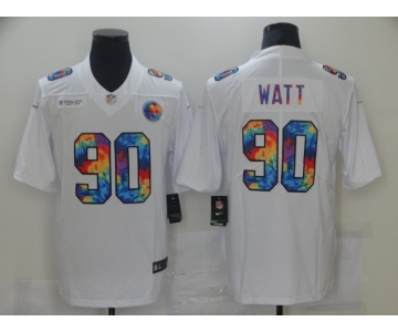 Men Pittsburgh Steelers 90 T.J. Watt White Nike Rainbow version 2021 NFL Jersey