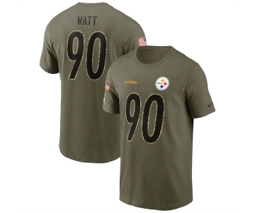 Men's Pittsburgh Steelers #90 T.J. Watt 2022 Olive Salute to Service T-Shirt