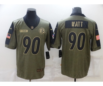 Men's Pittsburgh Steelers #90 T.J. Watt Nike Olive 2021 Salute To Service Limited Player Jersey
