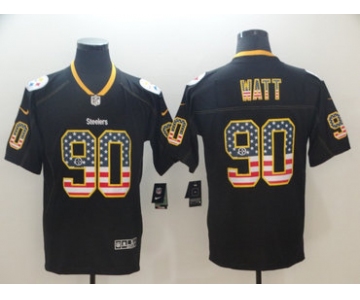 Nike Steelers 90 T.J. Watt Black USA Flag Fashion Limited Jersey