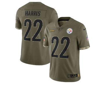 Men's Pittsburgh Steelers #22 Najee Harris 2022 Olive Salute To Service Limited Stitched Jersey