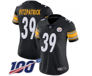 Steelers #39 Minkah Fitzpatrick Black Team Color Women's Stitched Football 100th Season Vapor Limited Jersey