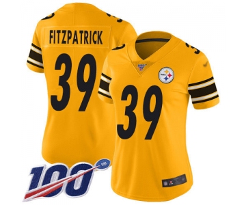 Steelers #39 Minkah Fitzpatrick Gold Women's Stitched Football Limited Inverted Legend 100th Season Jersey