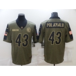 Men's Pittsburgh Steelers #43 Troy Polamalu Nike Olive 2021 Salute To Service Retired Player Limited Jersey