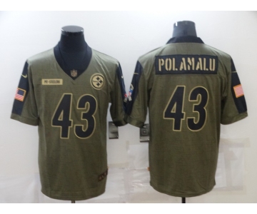 Men's Pittsburgh Steelers #43 Troy Polamalu Nike Olive 2021 Salute To Service Retired Player Limited Jersey