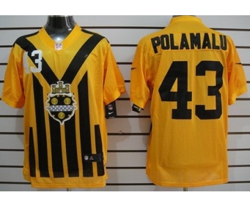 Nike Pittsburgh Steelers #43 Troy Polamalu 1933 Yellow Throwback Jersey