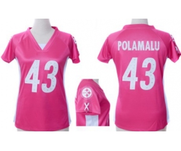 Nike Pittsburgh Steelers #43 Troy Polamalu 2012 Pink Womens Draft Him II Top Jersey