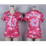 Nike Pittsburgh Steelers #43 Troy Polamalu 2014 Salute to Service Pink Camo Womens Jersey