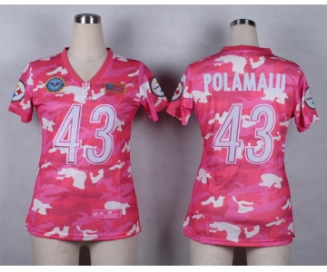 Nike Pittsburgh Steelers #43 Troy Polamalu 2014 Salute to Service Pink Camo Womens Jersey