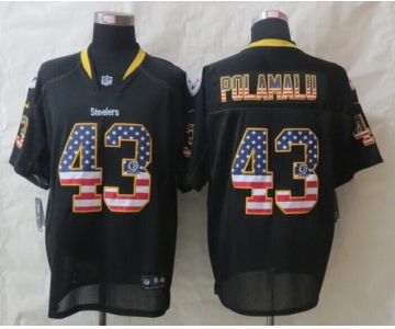 Nike Pittsburgh Steelers #43 Troy Polamalu 2014 USA Flag Fashion Black Elite Jersey