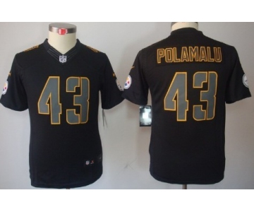 Nike Pittsburgh Steelers #43 Troy Polamalu Black Impact Limited Kids Jersey