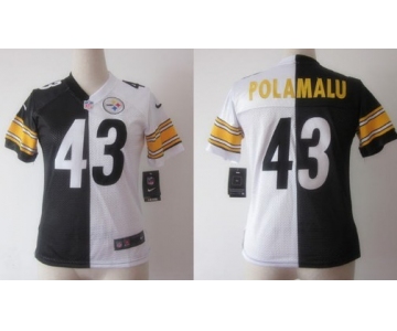 Nike Pittsburgh Steelers #43 Troy Polamalu Black/White Two Tone Womens Jersey