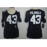 Nike Pittsburgh Steelers #43 Troy Polamalu Breast Cancer Awareness Black Womens Jersey
