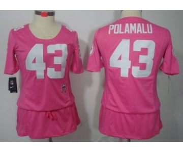 Nike Pittsburgh Steelers #43 Troy Polamalu Breast Cancer Awareness Pink Womens Jersey