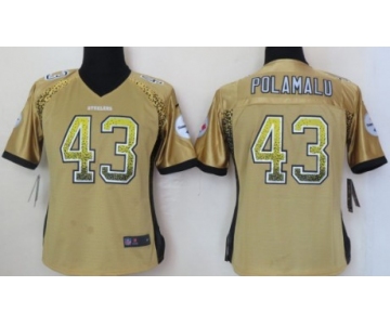 Nike Pittsburgh Steelers #43 Troy Polamalu Drift Fashion Yellow Womens Jersey