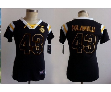 Nike Pittsburgh Steelers #43 Troy Polamalu Drilling Sequins Black Womens Jersey