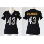 Nike Pittsburgh Steelers #43 Troy Polamalu Handwork Sequin Lettering Fashion Black Womens Jersey
