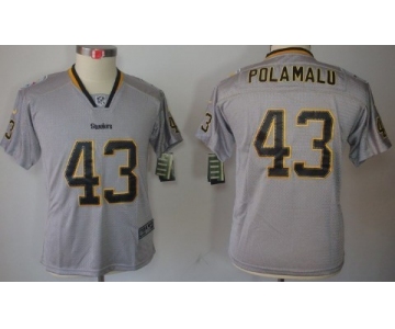 Nike Pittsburgh Steelers #43 Troy Polamalu Lights Out Gray Kids Jersey