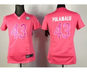 Nike Pittsburgh Steelers #43 Troy Polamalu Pink Sweetheart Diamond Womens Jersey