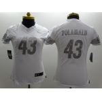 Nike Pittsburgh Steelers #43 Troy Polamalu Platinum White Limited Womens Jersey