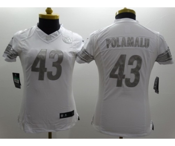 Nike Pittsburgh Steelers #43 Troy Polamalu Platinum White Limited Womens Jersey