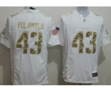 Nike Pittsburgh Steelers #43 Troy Polamalu Salute to Service White Game Jersey