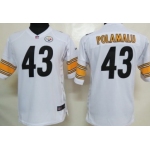 Nike Pittsburgh Steelers #43 Troy Polamalu White Game Kids Jersey