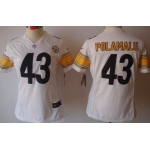 Nike Pittsburgh Steelers #43 Troy Polamalu White Limited Womens Jersey